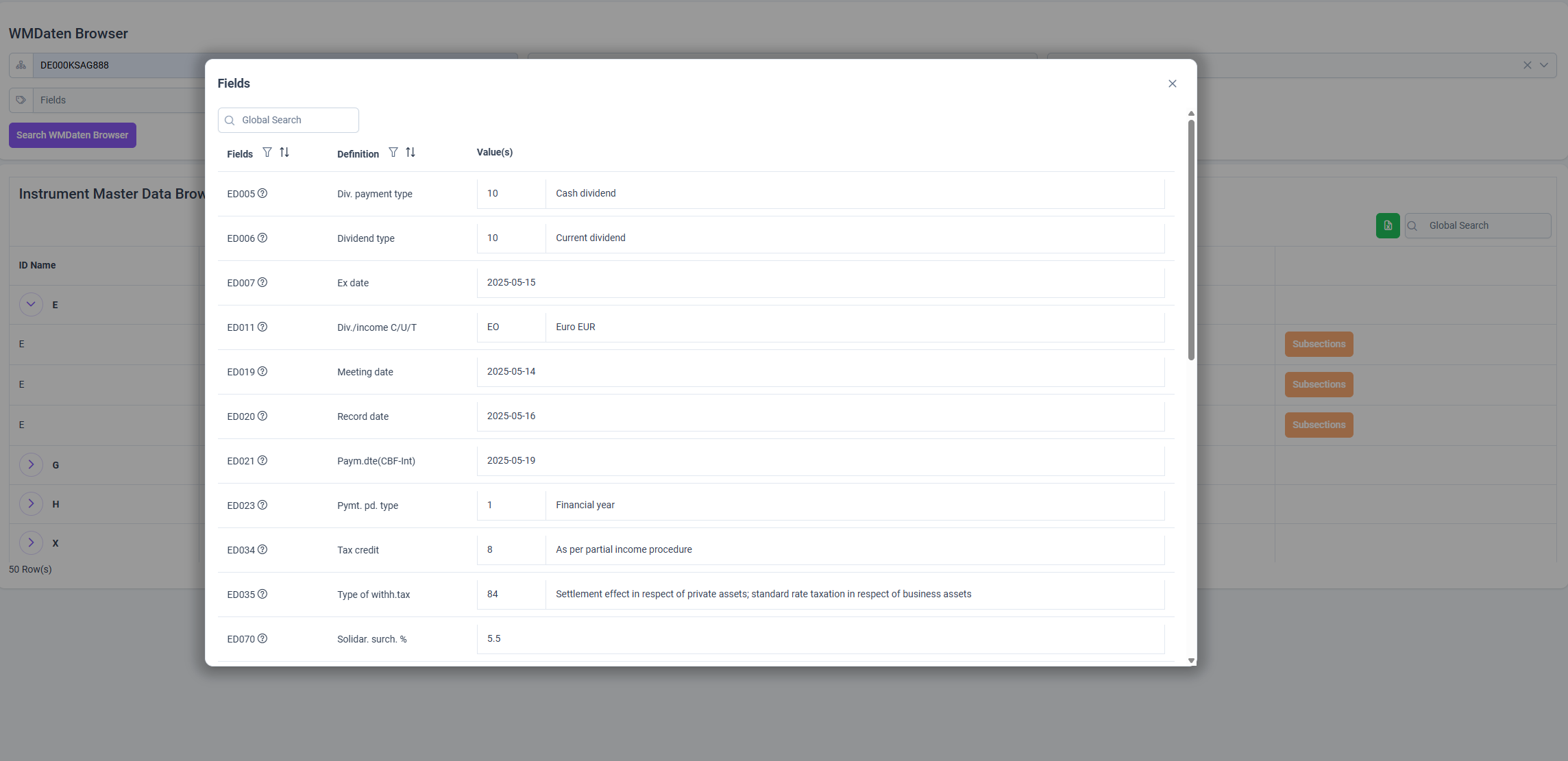 WMDaten Fields